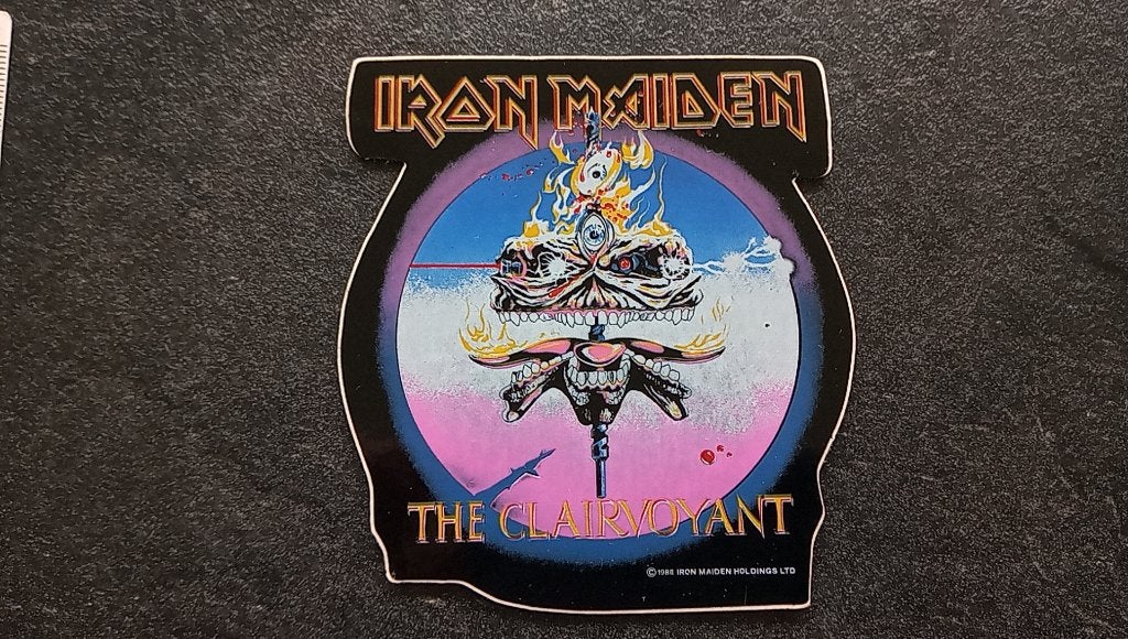 Iron Maiden mooie vintage 1988 The Clairvoyant sticker st13, Ophalen of Verzenden, Nieuw, Overige typen