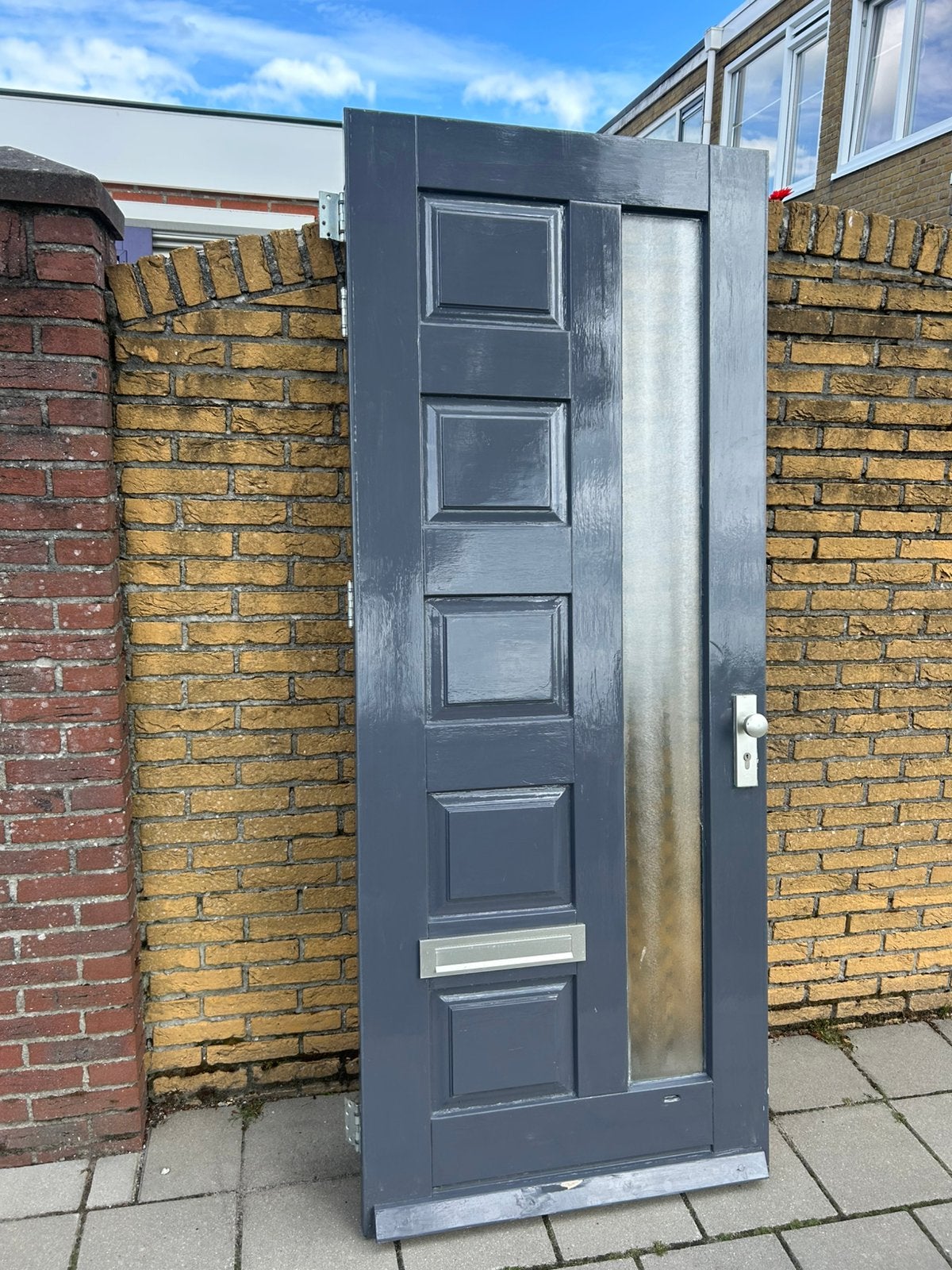 Mooie voordeur 88 x 2155  met  mat dubbel glas, Doe-het-zelf en Verbouw, Deuren en Horren, Ophalen of Verzenden, Glas, Buitendeur