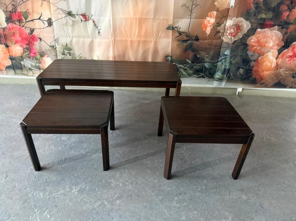 Minimalistische 3 delige tafelset 100x44cm donker hout Nieuw, Ophalen, Minder dan 45 cm, Nieuw, Minimalistisch