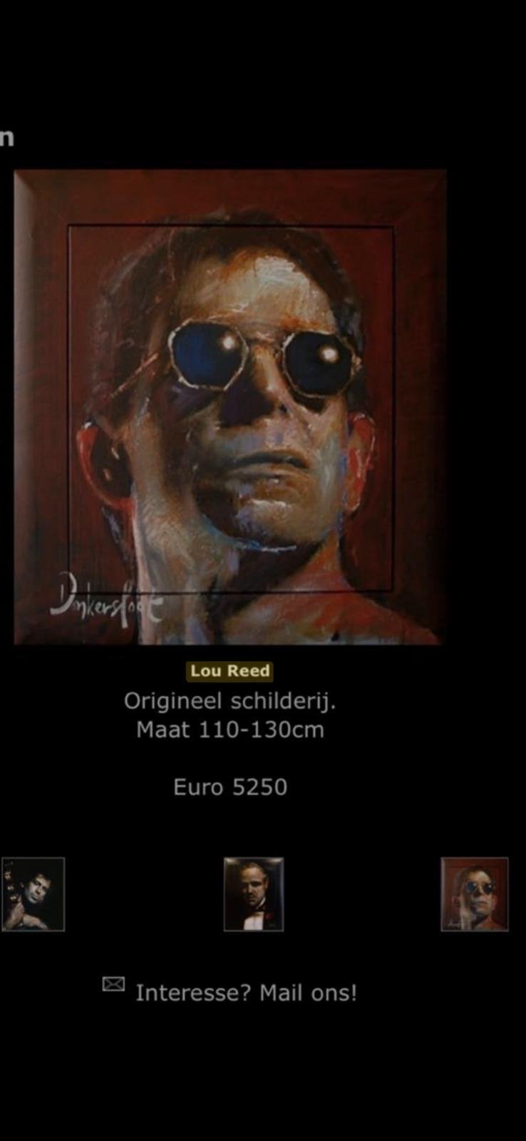 Lou Reed Schilderij door Peter Donkersloot, Antiek en Kunst, Ophalen, Doek, Portret of Personen, Realistisch