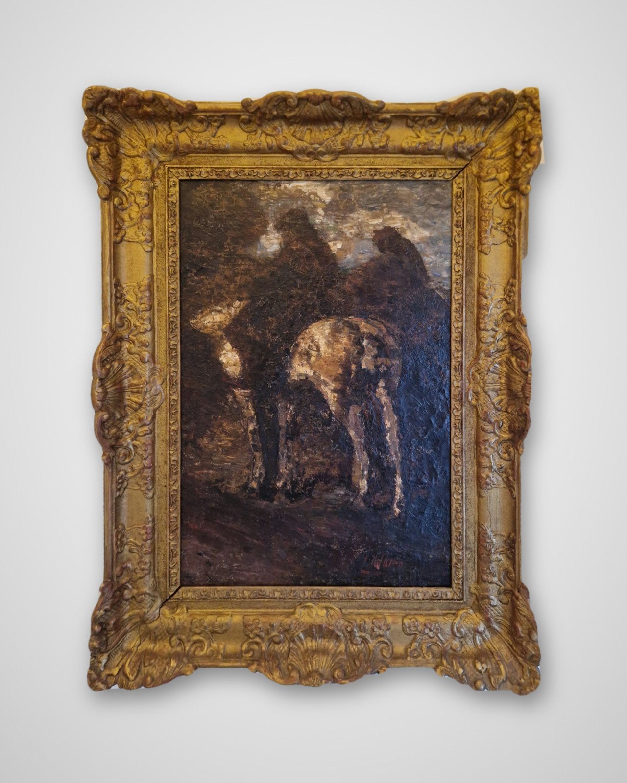Schilderij J.H. Jurres (1875-1946) – Ruiters met paarden, Antiek en Kunst, Ophalen of Verzenden