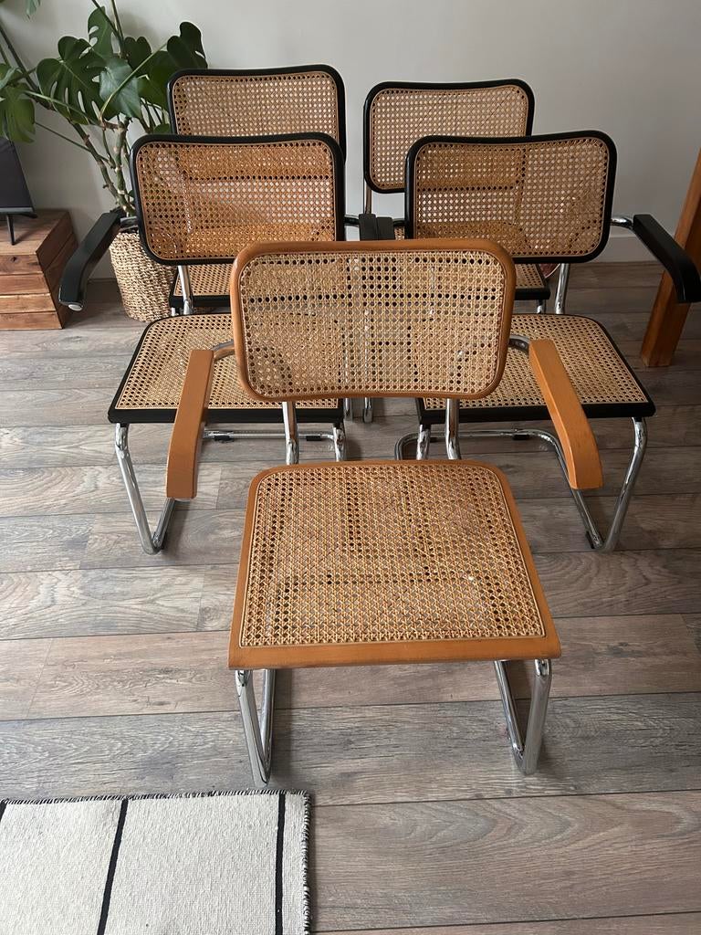 Marcel Breuer Thonet Cesca stijl eetkamerstoelen - Set van 5, Huis en Inrichting, Stoelen, Gebruikt, Vier, Metaal, Zwart, Ophalen