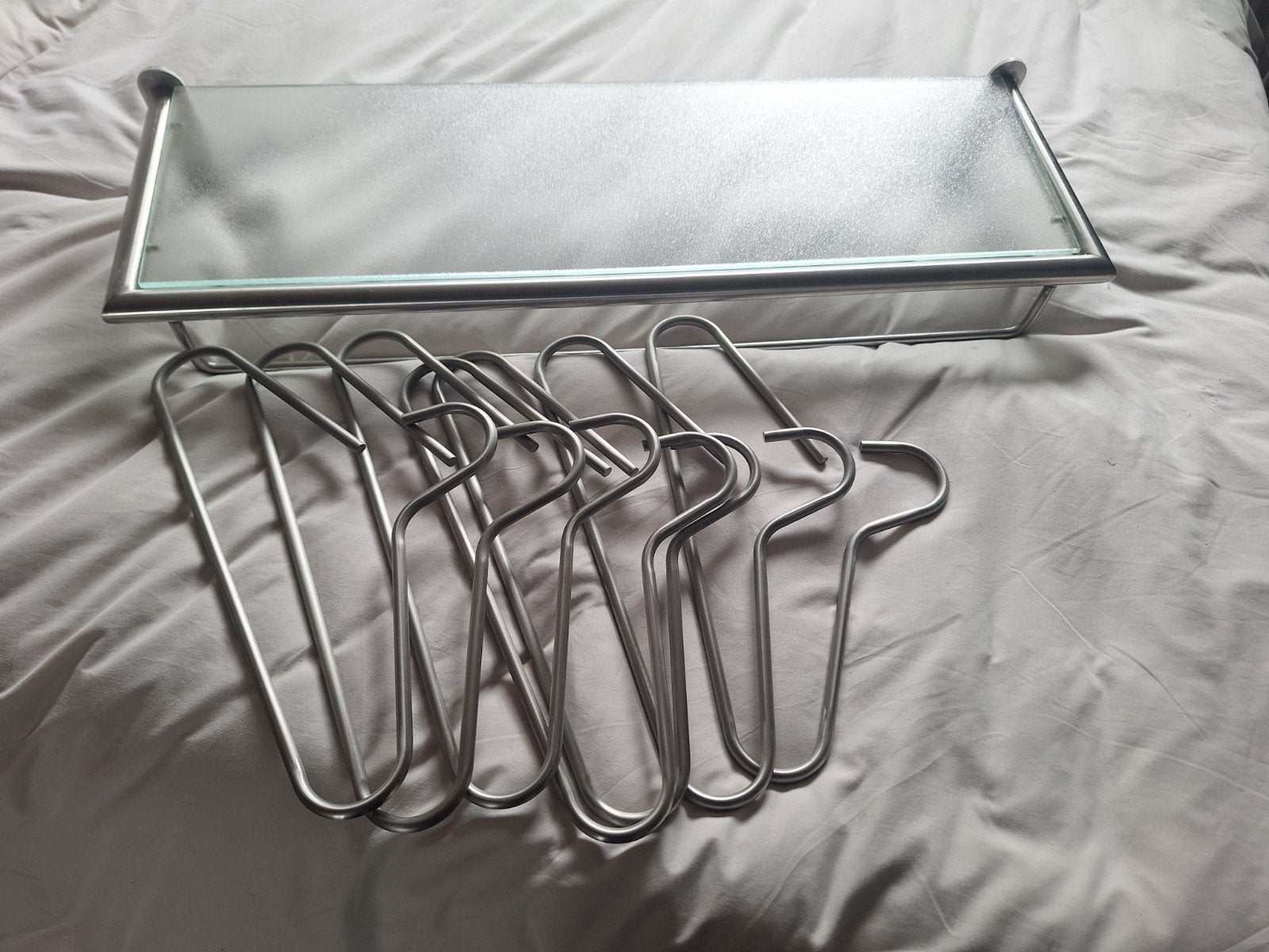 RVS kapstok met glasplaat en hangers, Zo goed als nieuw, Minder dan 100 cm, Metaal, Ophalen