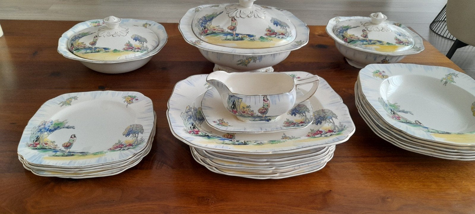 Engels aardewerk servies 1930  Hawaii van H&K Tunstall, Antiek en Kunst, Ophalen
