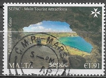 MALTA € 1,91 Sepaczegel Toerist. Attracties- Mixta Grot 2024, Verzenden, Malta, Gestempeld