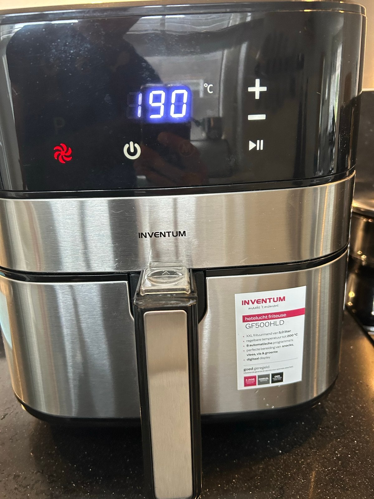 Inventum GF500HLD Airfryer - XXL hetelucht friteuse, Witgoed en Apparatuur, Airfryers, Ophalen, Zo goed als nieuw, Airfryer XXL