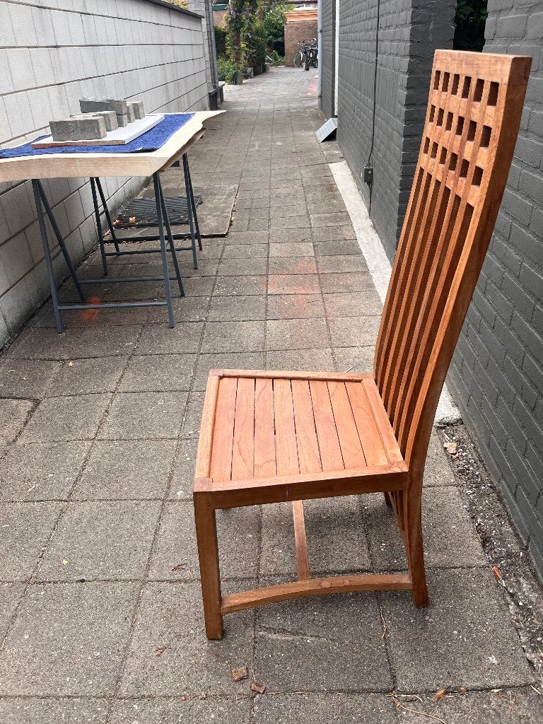 Teak houten tafel en stoelen, Huis en Inrichting, Ophalen, Gebruikt, 50 tot 100 cm, Teakhout