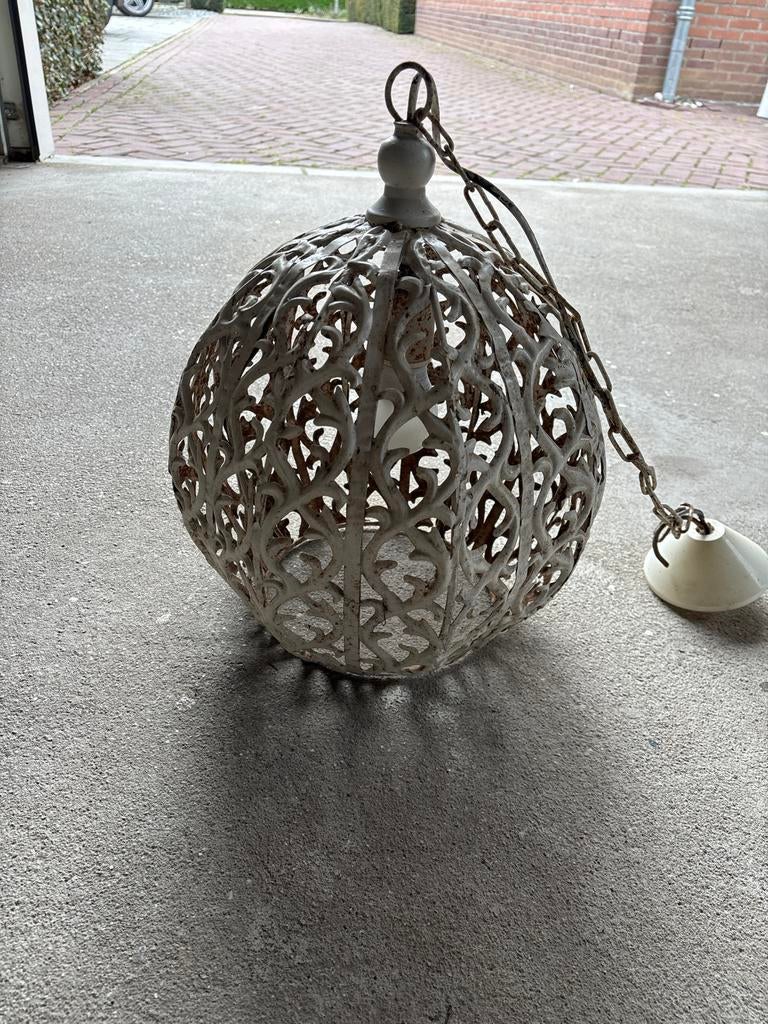 PTMD Hanglamp - Sierlijk Wit Metaal, Ophalen, Gebruikt, Metaal, 50 tot 75 cm
