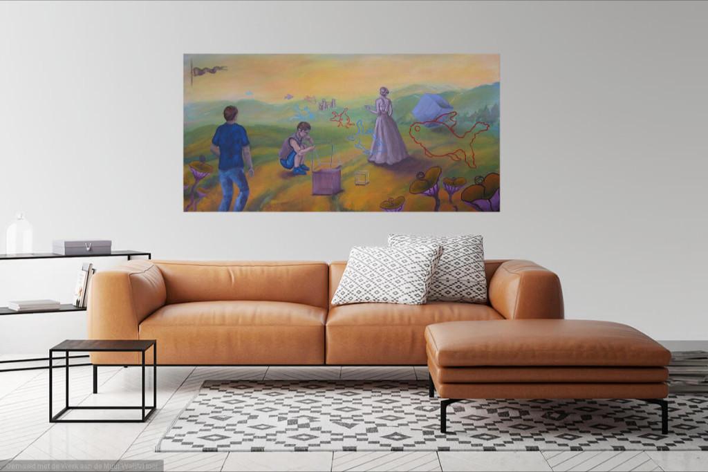 Modern schilderij 60 x 120 cm op linnen doek, Ophalen of Verzenden
