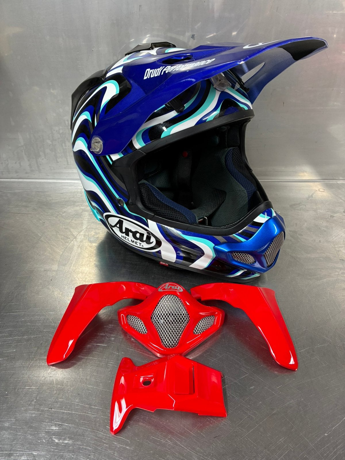 Arai MX-V EVO Stream Blue M, Ophalen, Tweedehands, Offroadhelm, Arai
