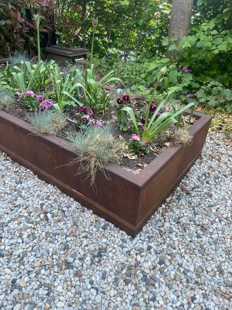 Cortenstaal • plantenbak • bloembak • 220x91x35cm, Tuin en Terras, Bloembakken en Plantenbakken, Ophalen, Metaal, 60 cm of meer