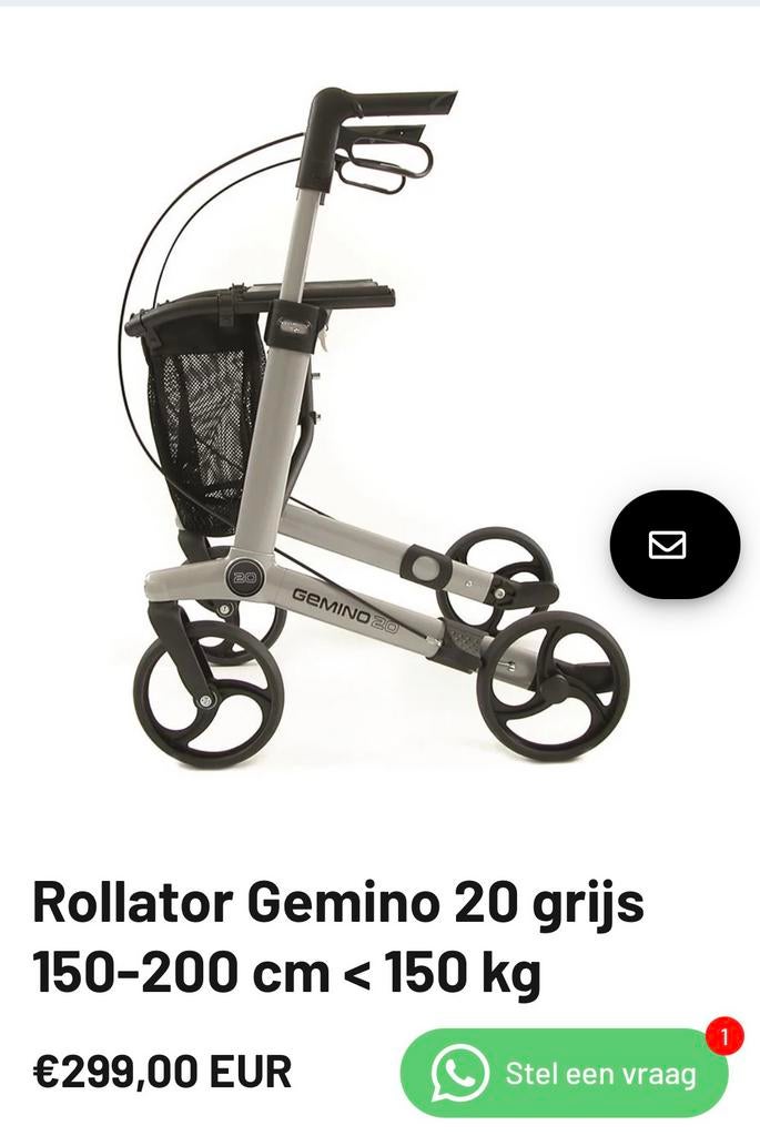 Rollator, Ophalen, Lichtgewicht, Zo goed als nieuw