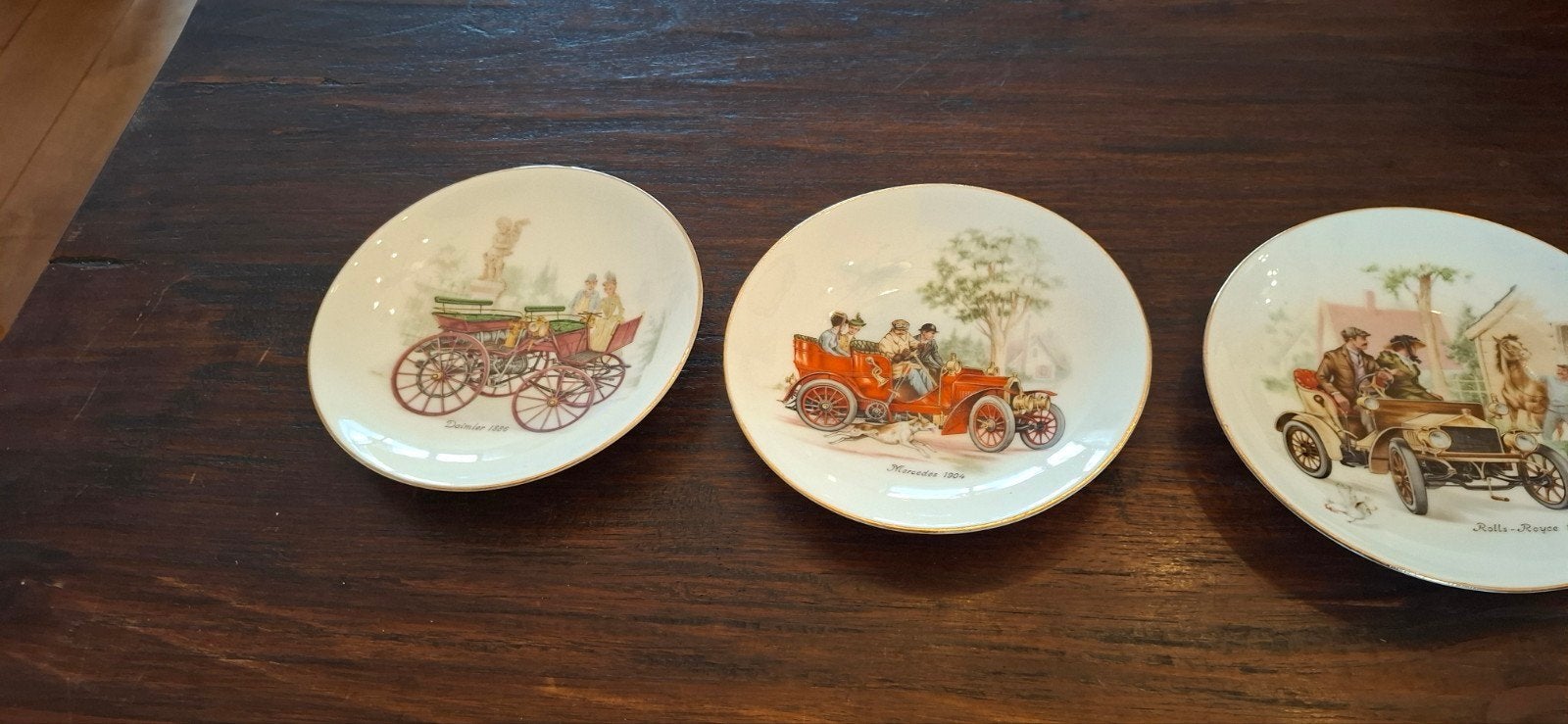 Set van 3 decoratieve bordjes met oldtimers, Ophalen of Verzenden