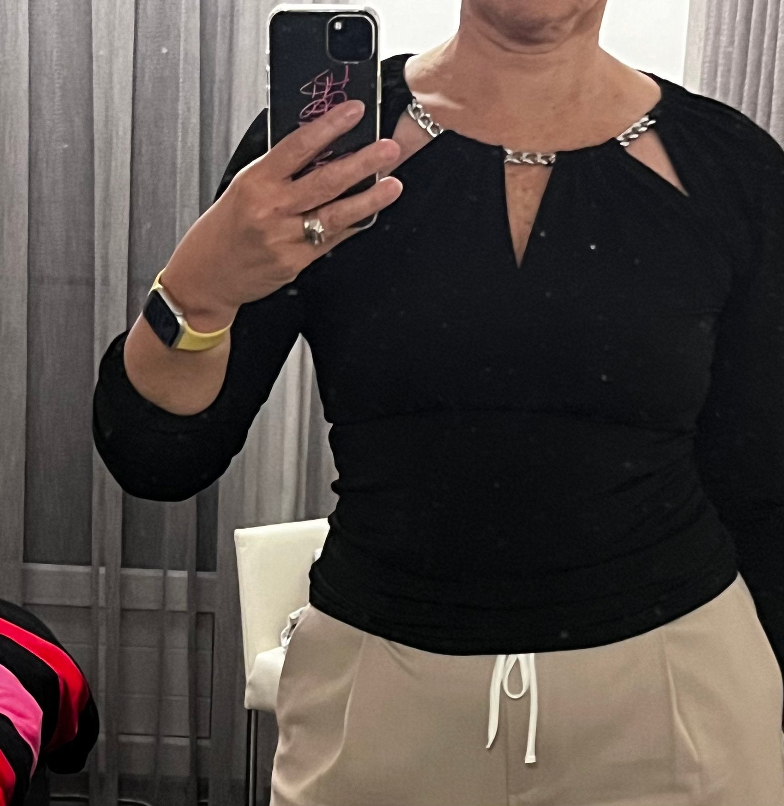 Michael Kors zwart shirt met opvallende halslijn, Zwart, Ophalen of Verzenden, Zo goed als nieuw, Lange mouw