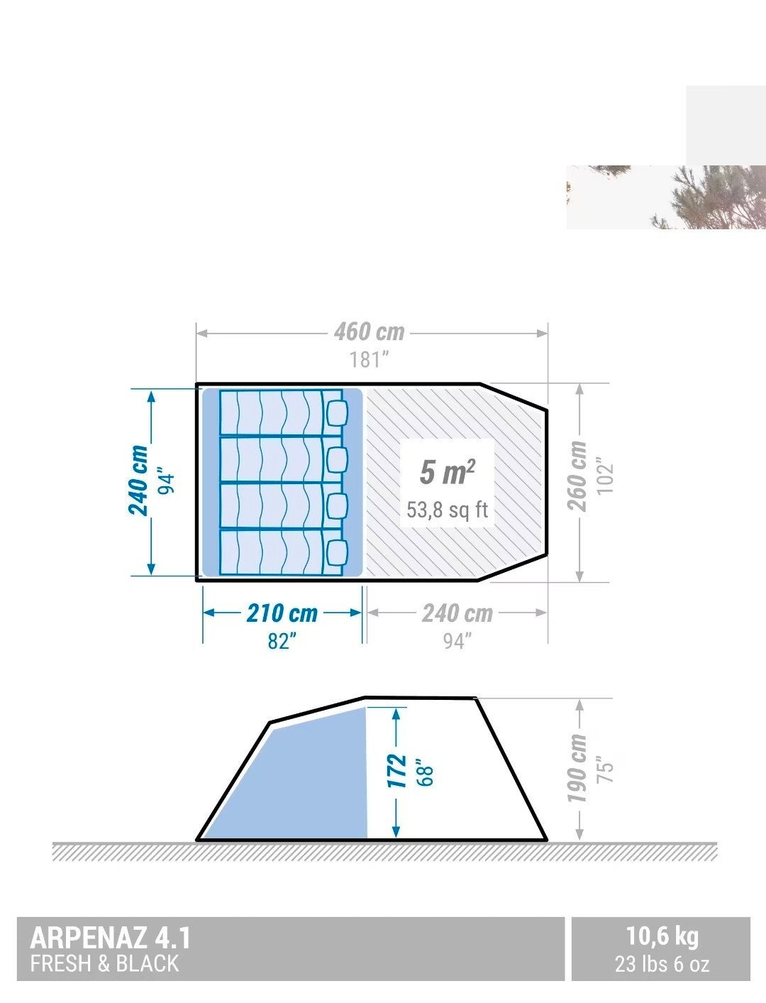 Quechua Arpenaz 4.1 F&B tunneltent 4 personen, Ophalen