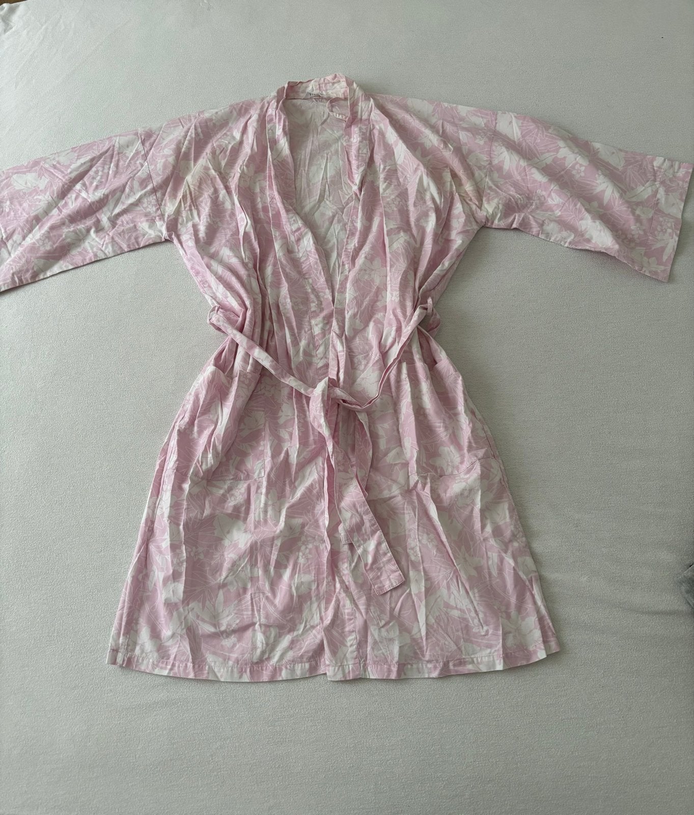 Hunkemöller badjas/kimono. Roze/wit. Maat L, Ophalen of Verzenden, Zo goed als nieuw