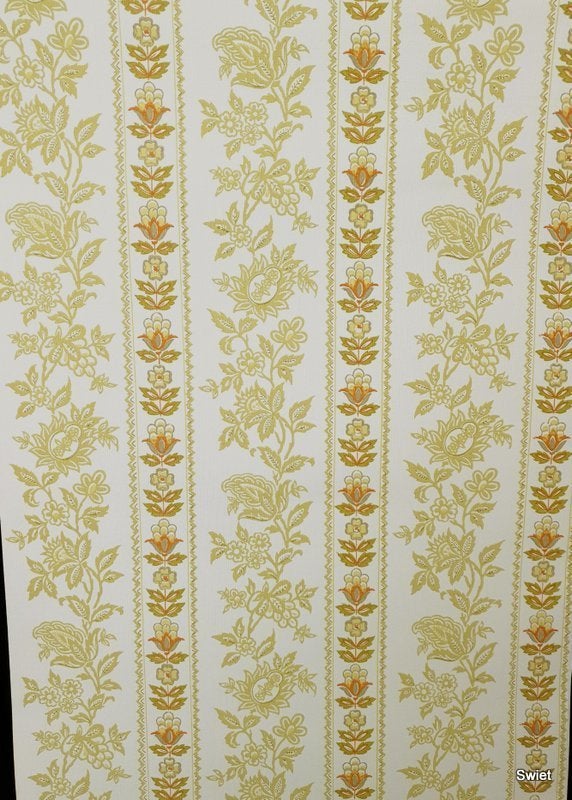 12414 Vintage gestreept barok met florale uitstraling swiet, Ophalen of Verzenden, Oranje