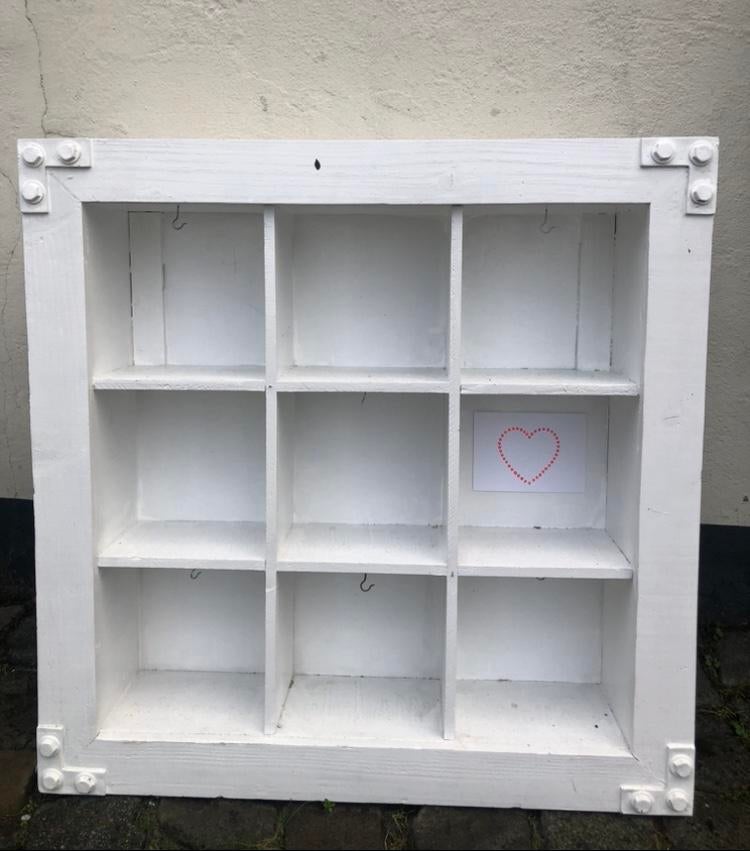 Grote witte houten letterbak / vakkenkast met 9 vakken, Ophalen of Verzenden, Zo goed als nieuw, Nvt, Wit