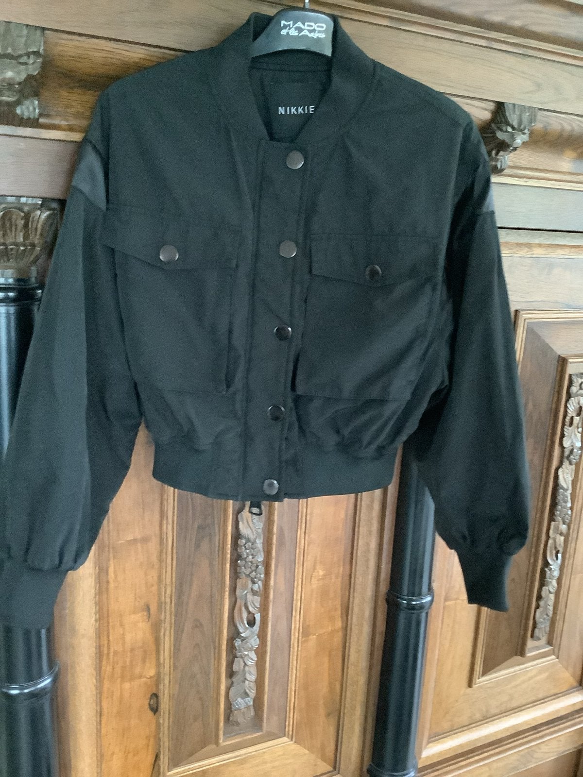 Nikkie Zwart Bomberjack Maat 34/36, Verzenden, Zo goed als nieuw, Maat 34 (XS) of kleiner, Zwart