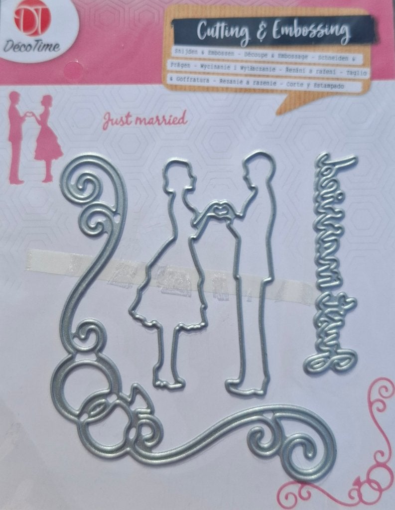 Snijmal 11 Embossing Just Married Bruidspaar Hoekmal NIEUW, Onbekend@example.com, Nieuw, Ophalen of Verzenden, Overige thema's