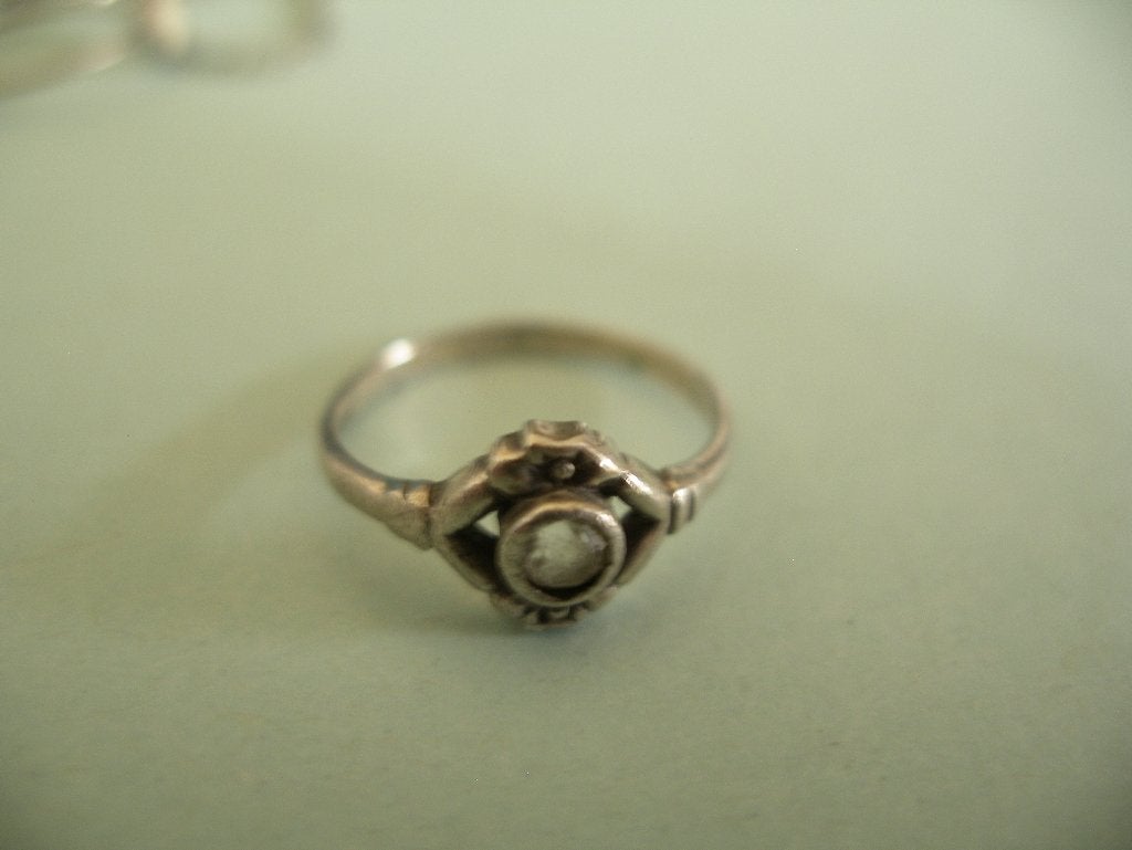 2 Oude 835 Zilveren Kinderringen voor Meisjes met Zirkonia, Ophalen of Verzenden, Zilver, Ring