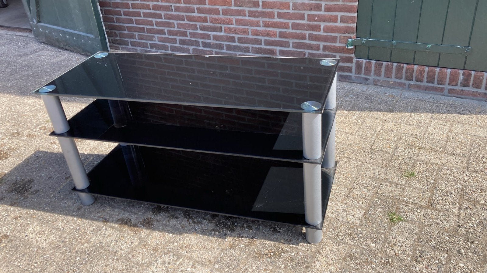 tv meubel, Ophalen, Gebruikt, 100 tot 150 cm, Glas