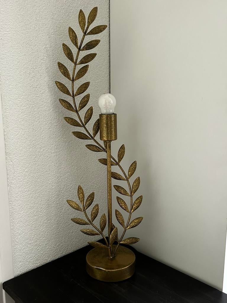 Lamp goudkleurig blaadjes H: 65cm, Ophalen, Gebruikt, Metaal