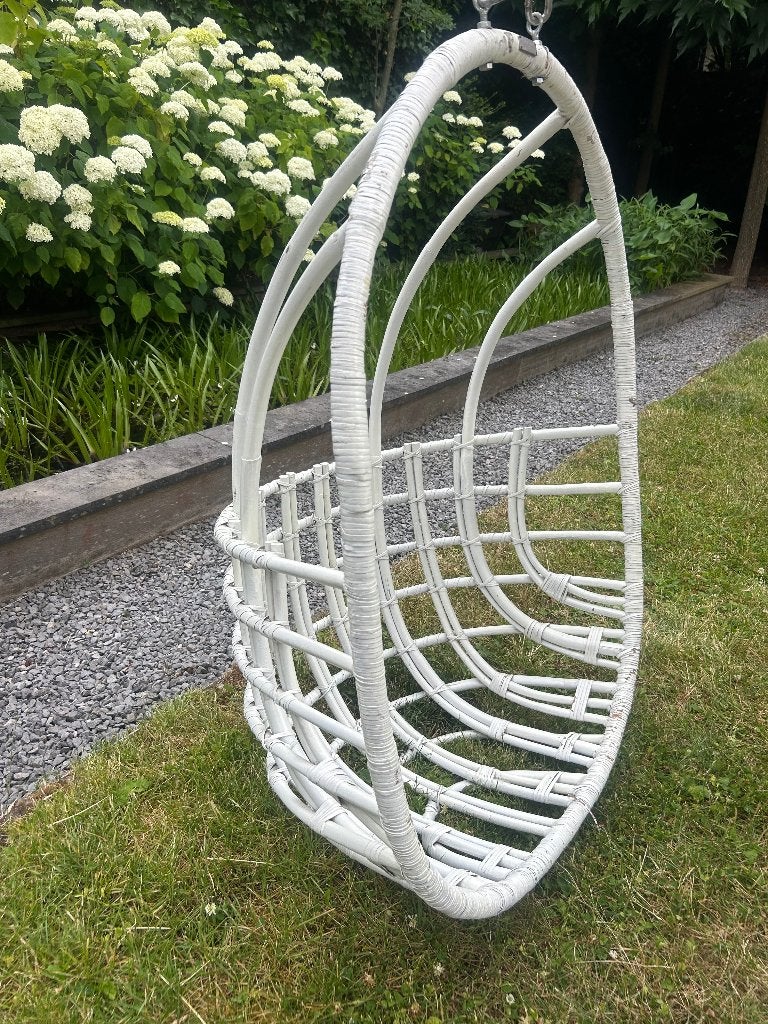 Rotan hangstoel wit, Ophalen, Gebruikt, Wit, Riet of Rotan