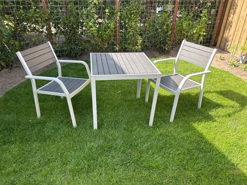 Ikea Själland tuinset: tafel + 2 stoelen, Gebruikt, Eettafel, Aluminium, Tuinset