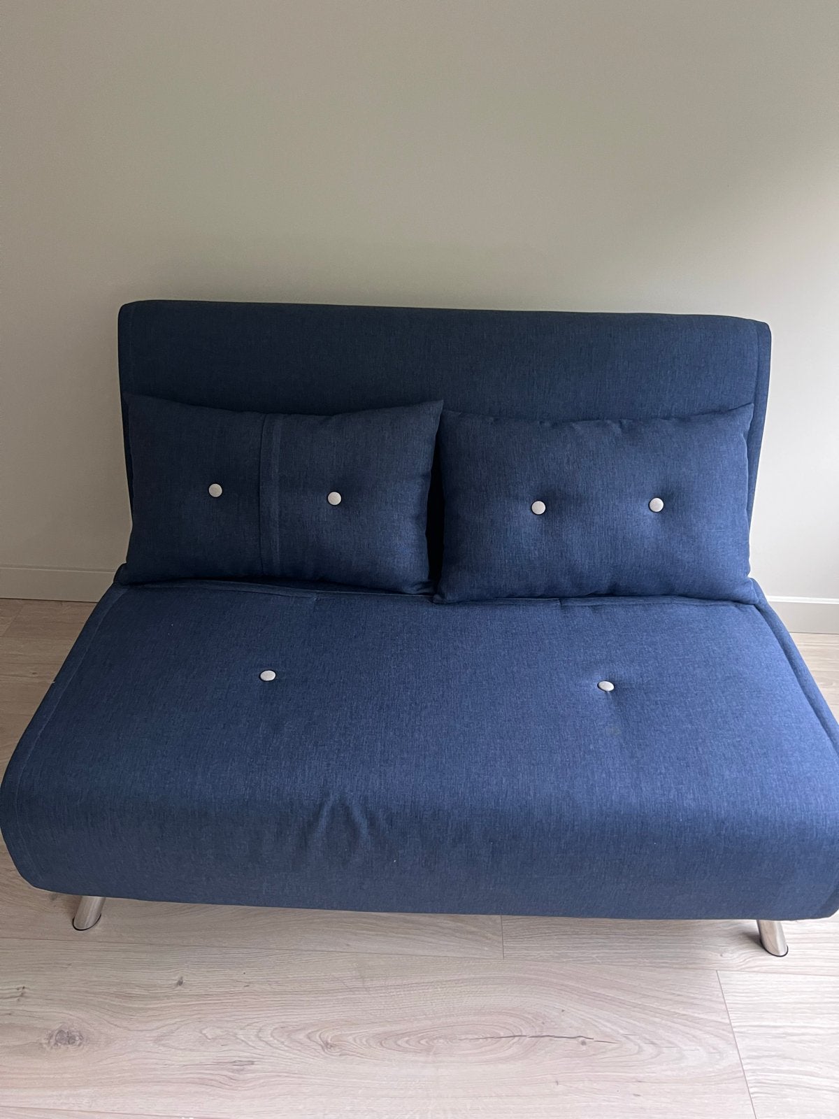 Compacte slaapbank - Blauw/Grijs, Huis en Inrichting, Slaapkamer | Slaapbanken, Ophalen, Gebruikt, Blauw, 190 cm of minder