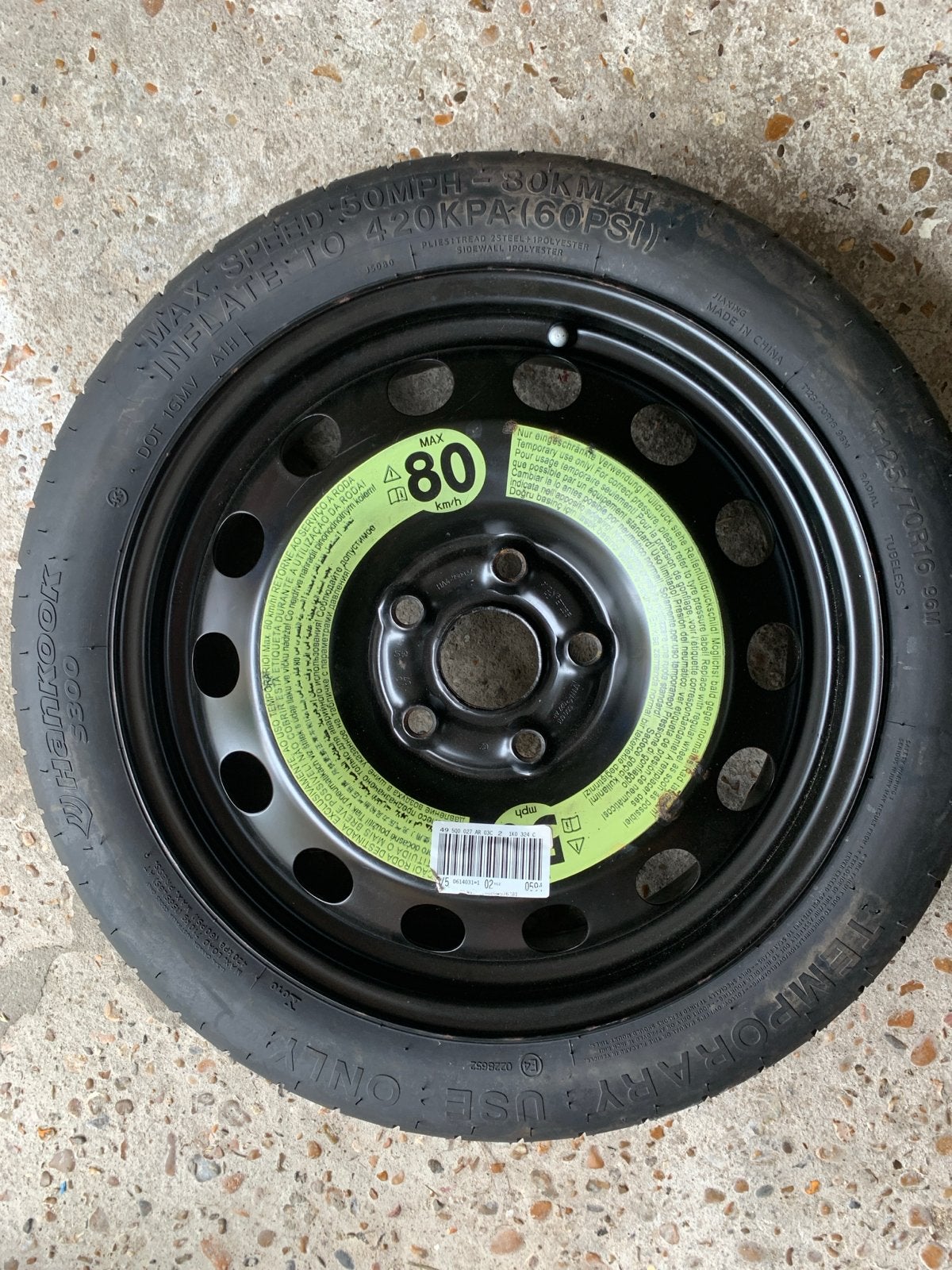 Noodwiel T125/70R16 96M - Reservewiel audi volkswagen vag, Ophalen, Zo goed als nieuw