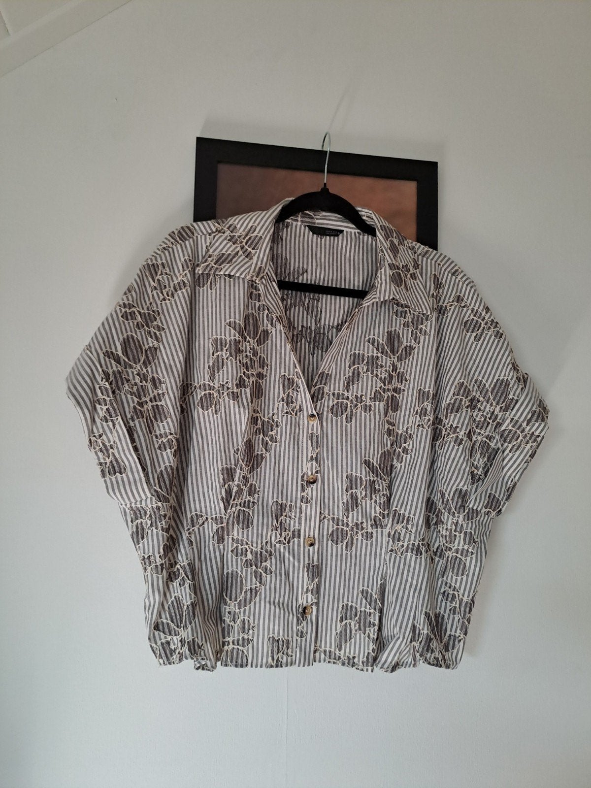 Zara gestreepte blouse met bloemenprint - Maat XL, Meerkleurig, Zara, Maat 46/48 (XL) of groter, Ophalen of Verzenden
