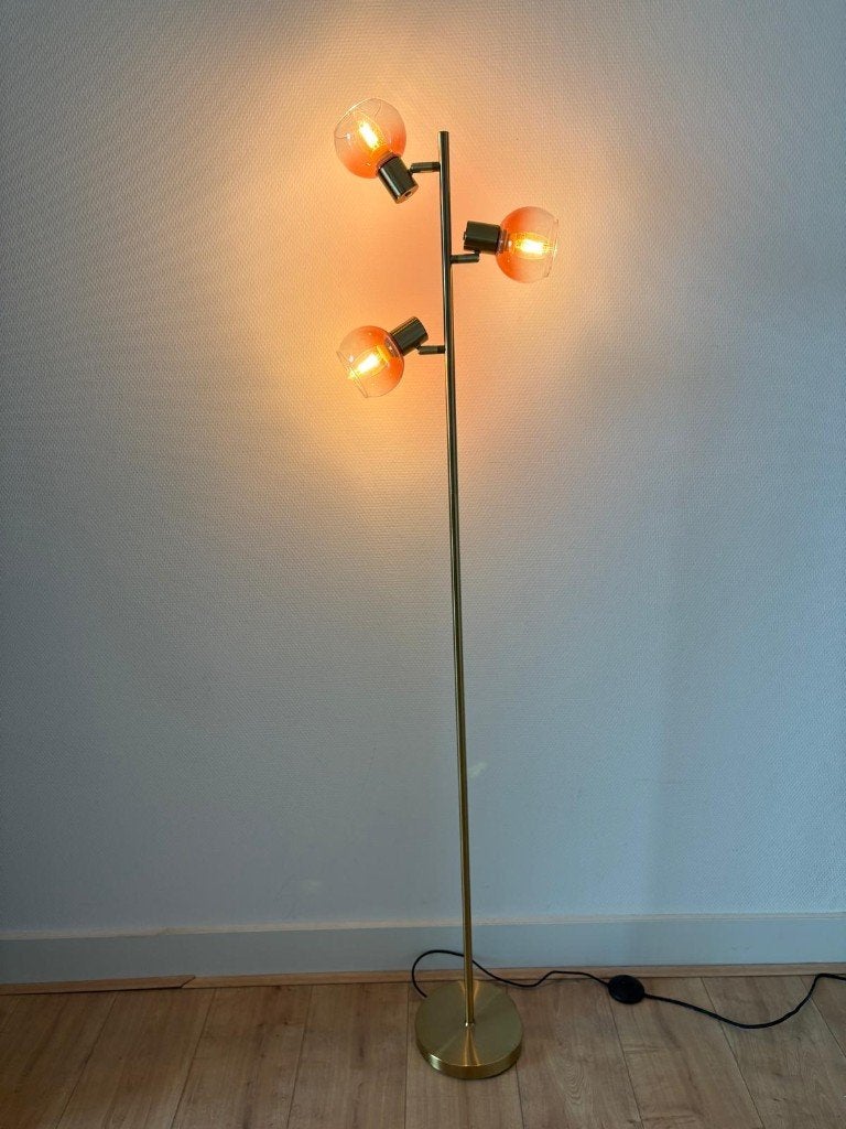 Mooie staande schemerlamp met ledverlichting, Ophalen, Overige fittingen, Zo goed als nieuw, Glas