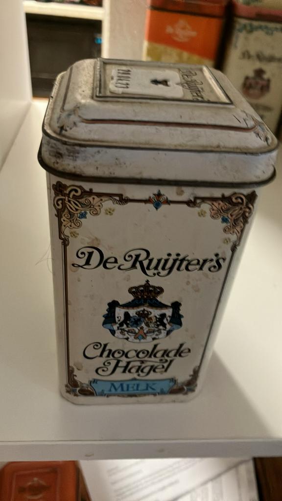 Vintage De Ruijter blikken - Chocolade Hagel, Vlokken, Muisj, Verzamelen, Blikken, Ophalen of Verzenden, Gebruikt, Overige, Overige merken