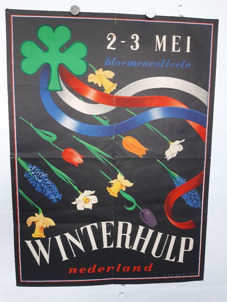 Originele poster Jan Lavies Winterhulp Oorlog, Ophalen of Verzenden, A1 t/m A3, Film en Tv, Rechthoekig Staand