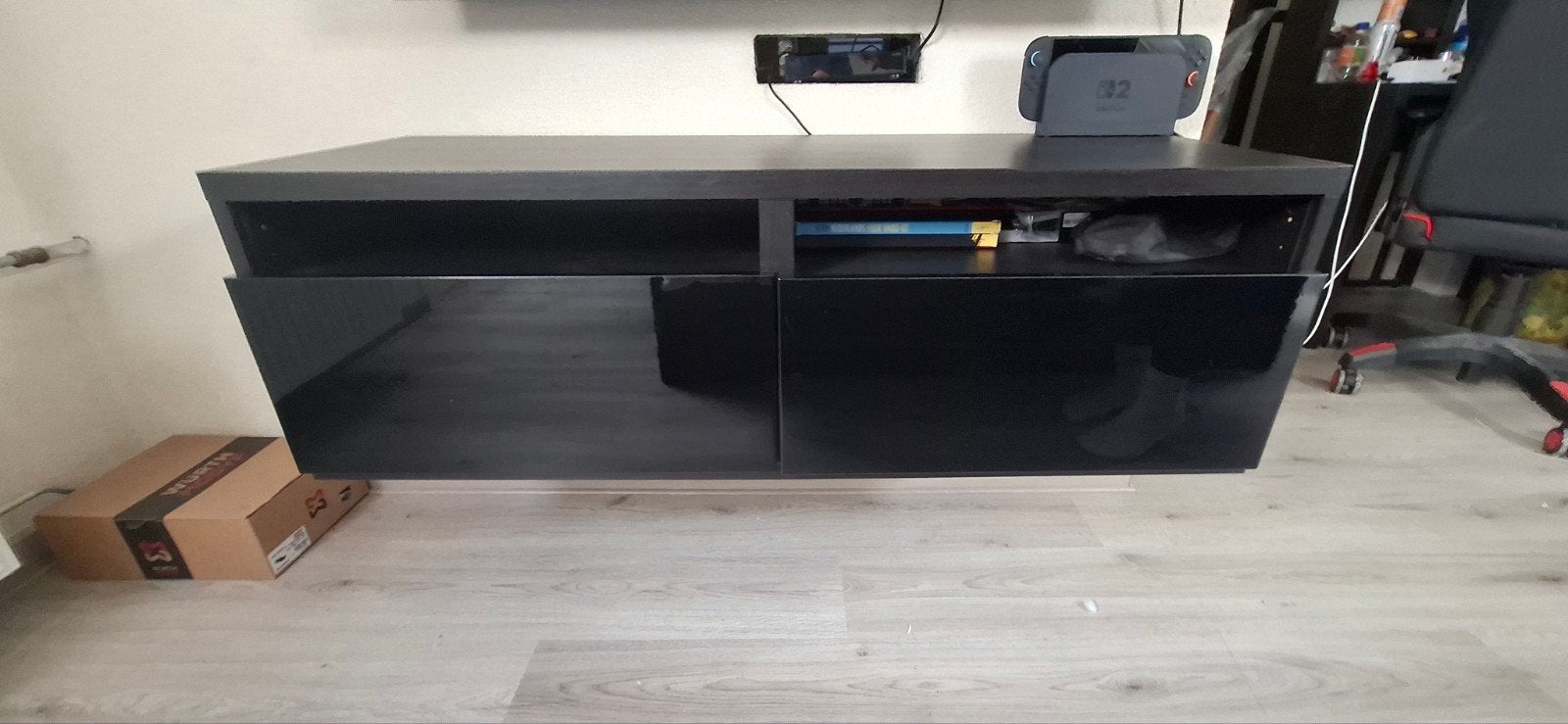 Ikea besta Zwart zwevend tv-meubel met lades, Ophalen, Gebruikt, 100 tot 150 cm, Minder dan 100 cm