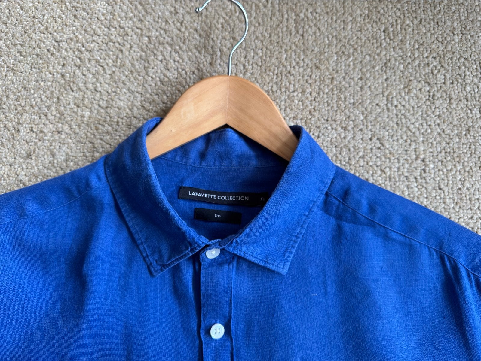 Lafayette Collection Linnen overhemd XL - kobaltblauw, Ophalen of Verzenden, Zo goed als nieuw, Blauw, Halswijdte 43/44 (XL)