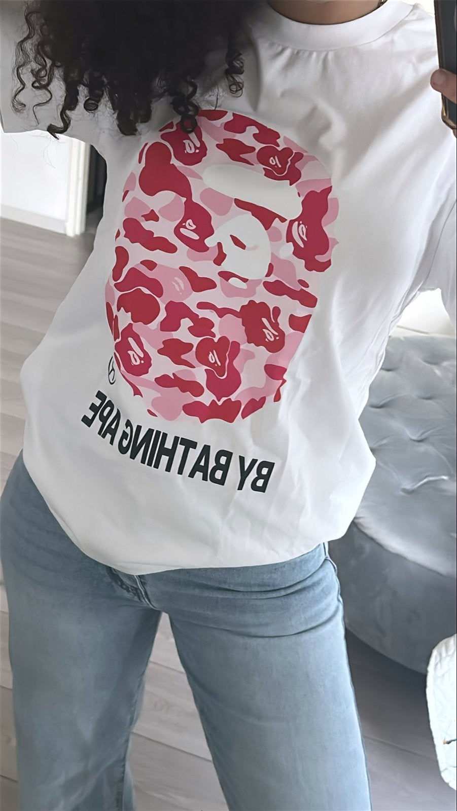 Roze Bape T-shirt - Maat S (past ook M), Kleding | Dames, Ophalen of Verzenden, Zo goed als nieuw, Korte mouw, Roze