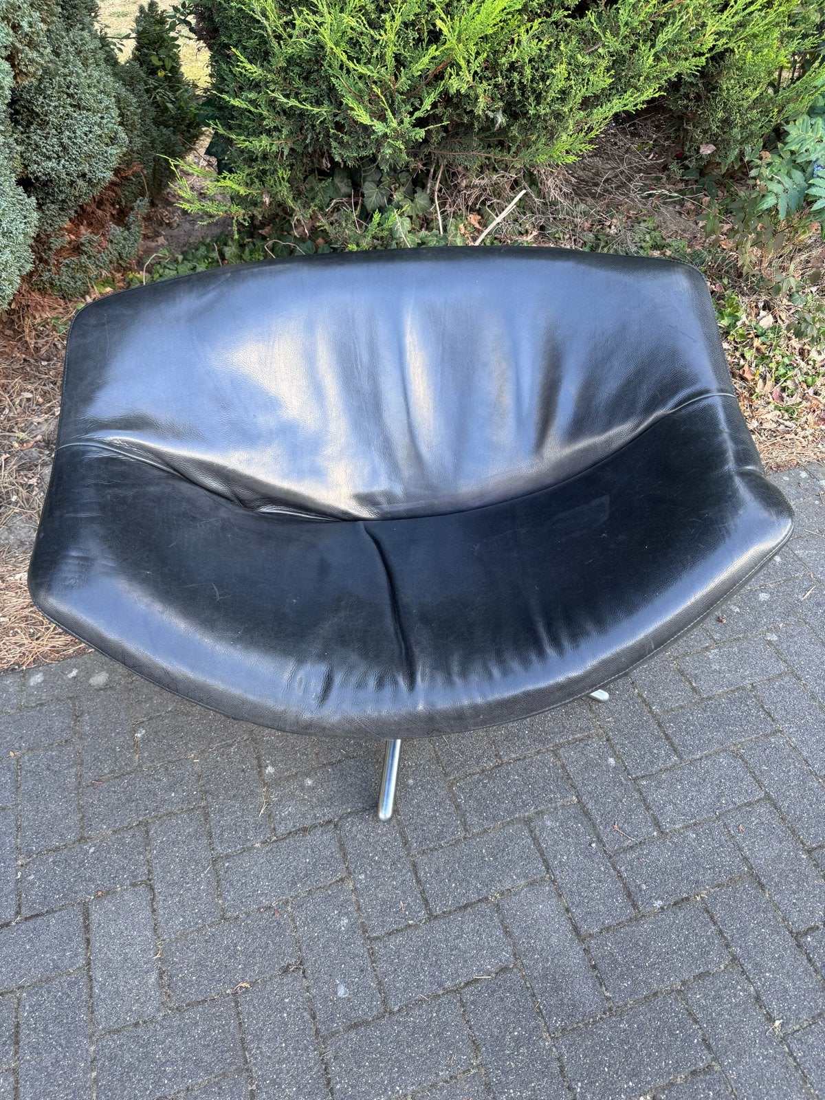 Zwarte Draai fauteuil - Van den Bergh - Gigi, Ophalen, Gebruikt, Leer