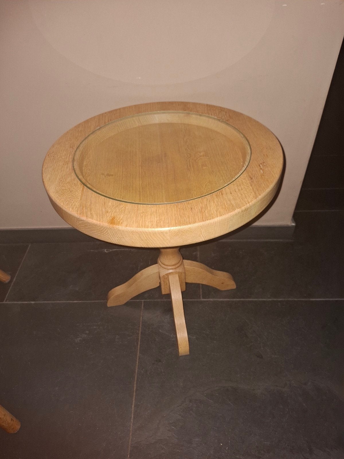 Bijzettafeltjes 2 st rond massief eiken, Huis en Inrichting, Tafels | Bijzettafels, Ophalen, Rond, Minder dan 55 cm, 45 tot 60 cm