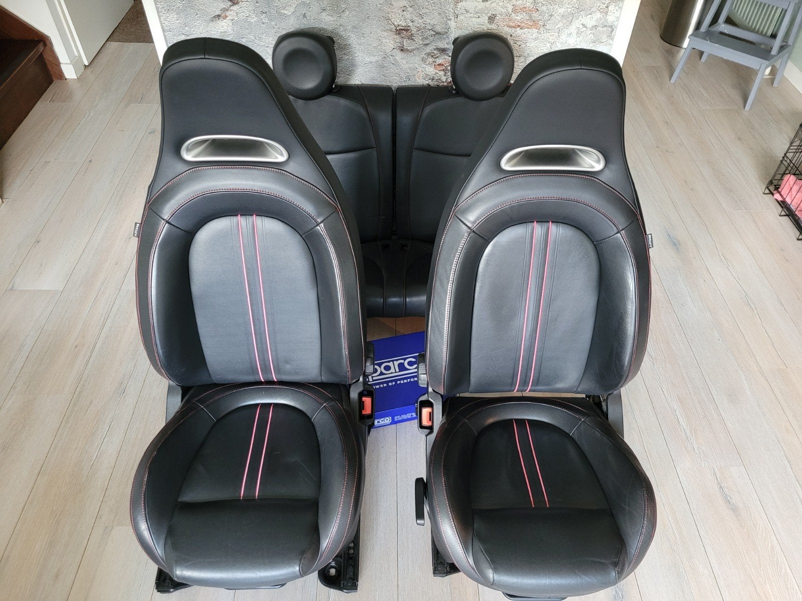 Leren Abarth stoelen en achterbank voor Abarth of Fiat 500, Ophalen, Gebruikt, Fiat