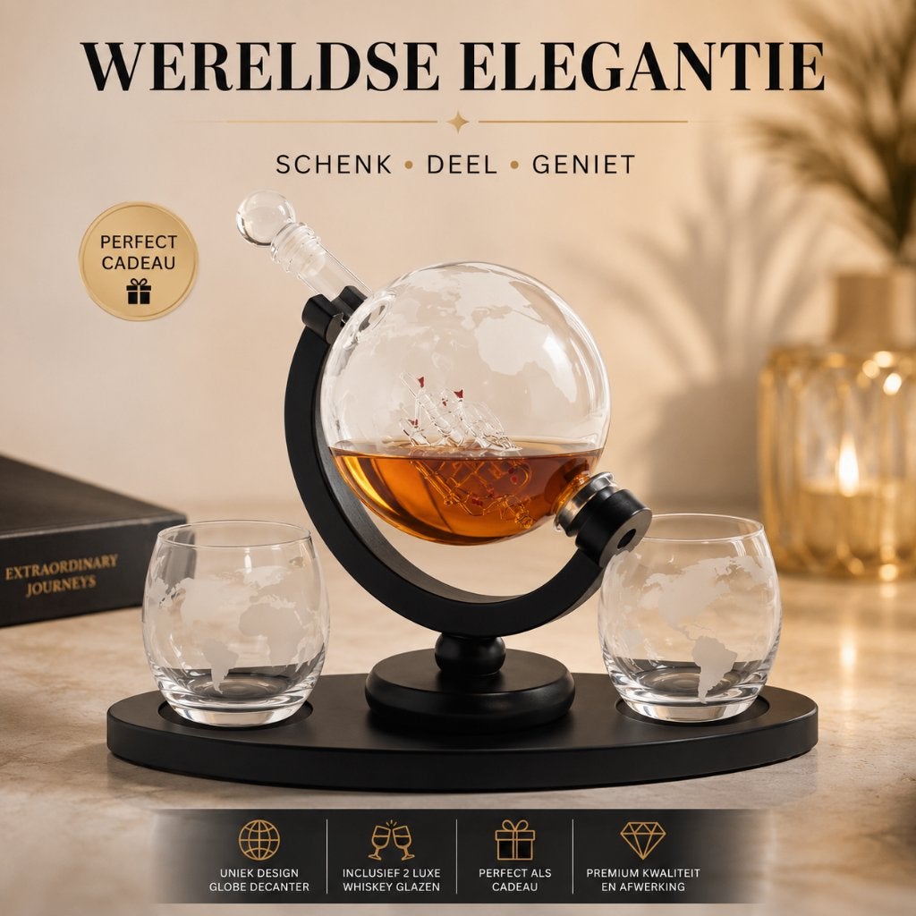 Wereldbol karaf - Whiskey kraf - Bar accessoires - Mancave