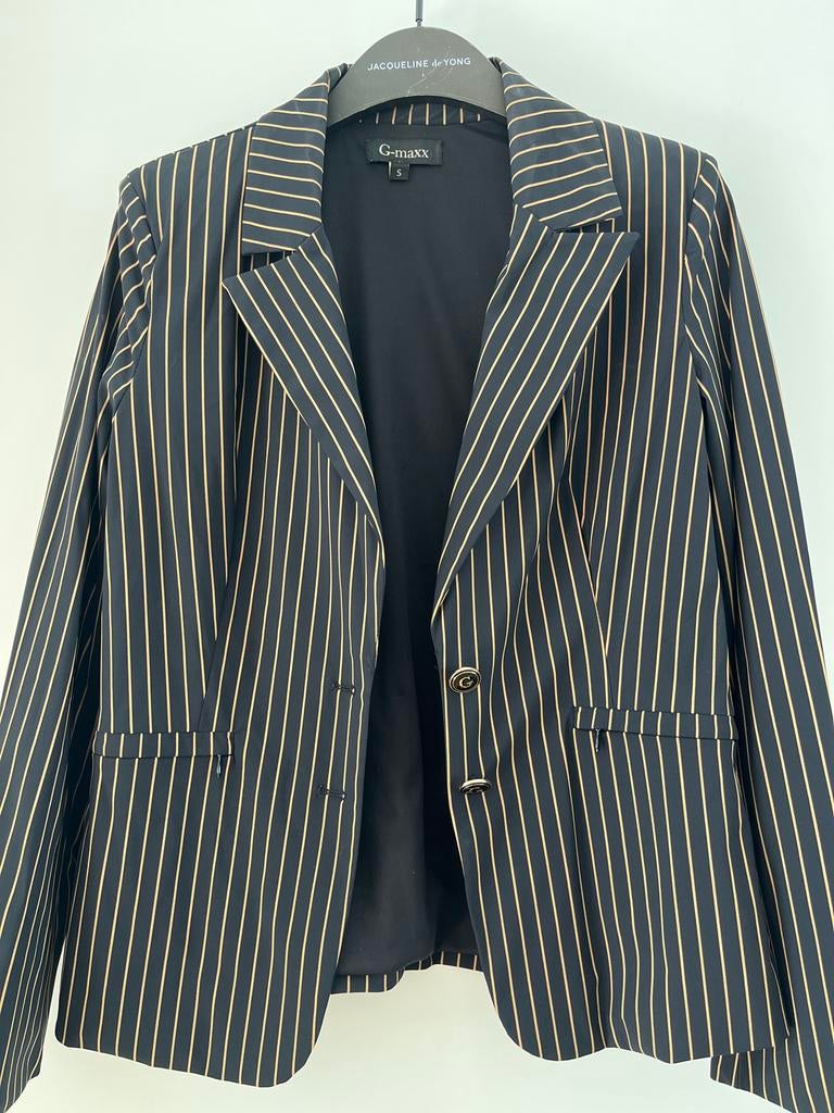 G-MAXX Blazer S Zwart/Kamel Gestreepte Travel Blazer, Zwart, Ophalen of Verzenden, Jasje, Maat 36 (S)