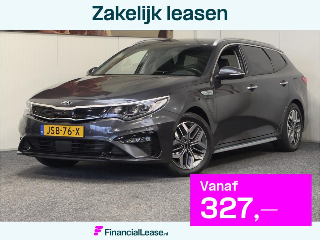 Kia Optima SPORTSWAGON 2.0 GDI PHEV AUTOMAAT NAVIGATIE TREKH, Gebruikt, Zwart, 4 cilinders, Leder en Stof