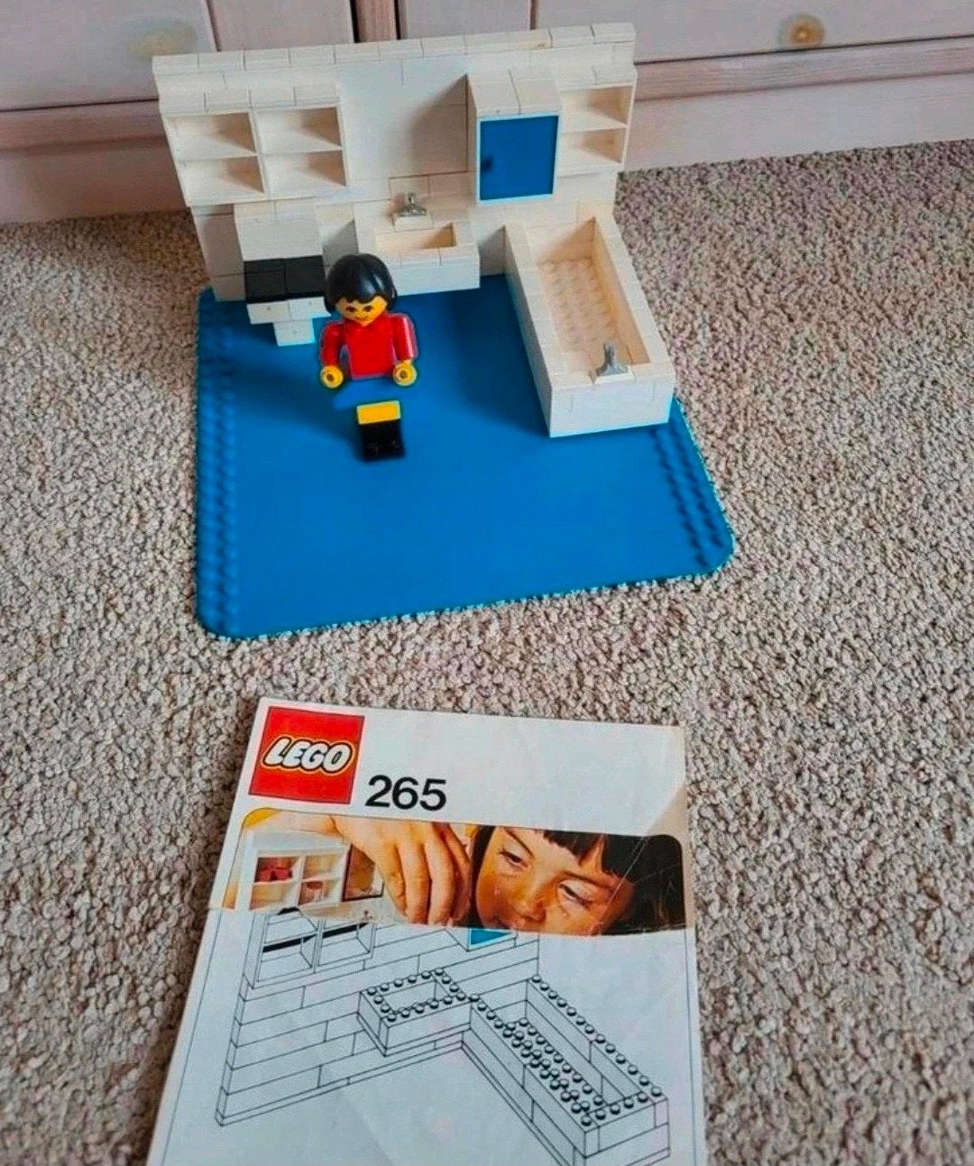 Vintage LEGO Set 265 Badkamer met Minifiguur, Gebruikt, Lego, Ophalen of Verzenden, Inclusief instructies