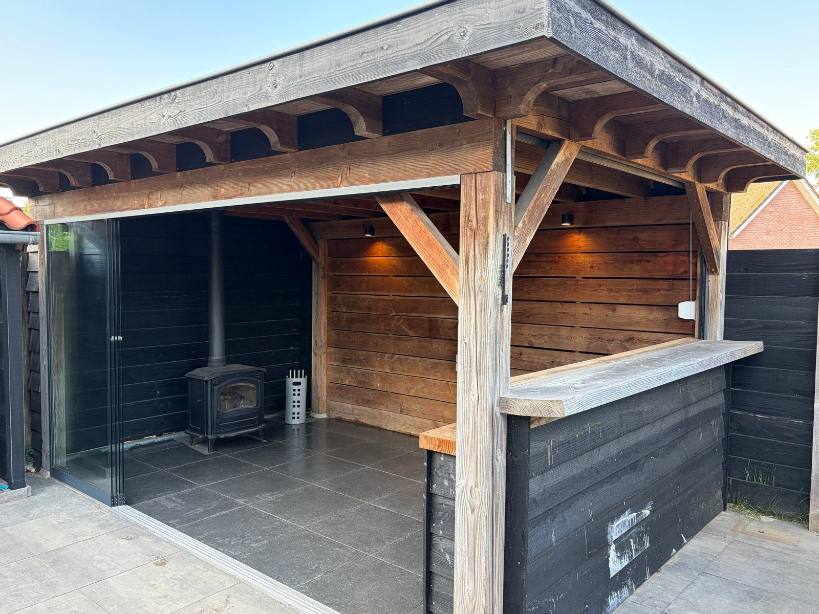 Veranda/terrasoverkapping 300 x 460 met glazen schuifwanden, Tuin en Terras, Overkappingen, Ophalen, Gebruikt, Veranda