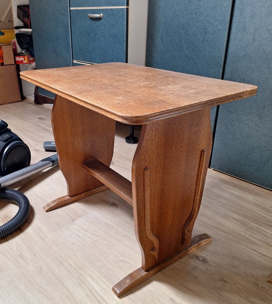 Vintage bijzettafel plantentafel, Huis en Inrichting, Gebruikt, 55 tot 75 cm, Vintage antiek, Rechthoekig