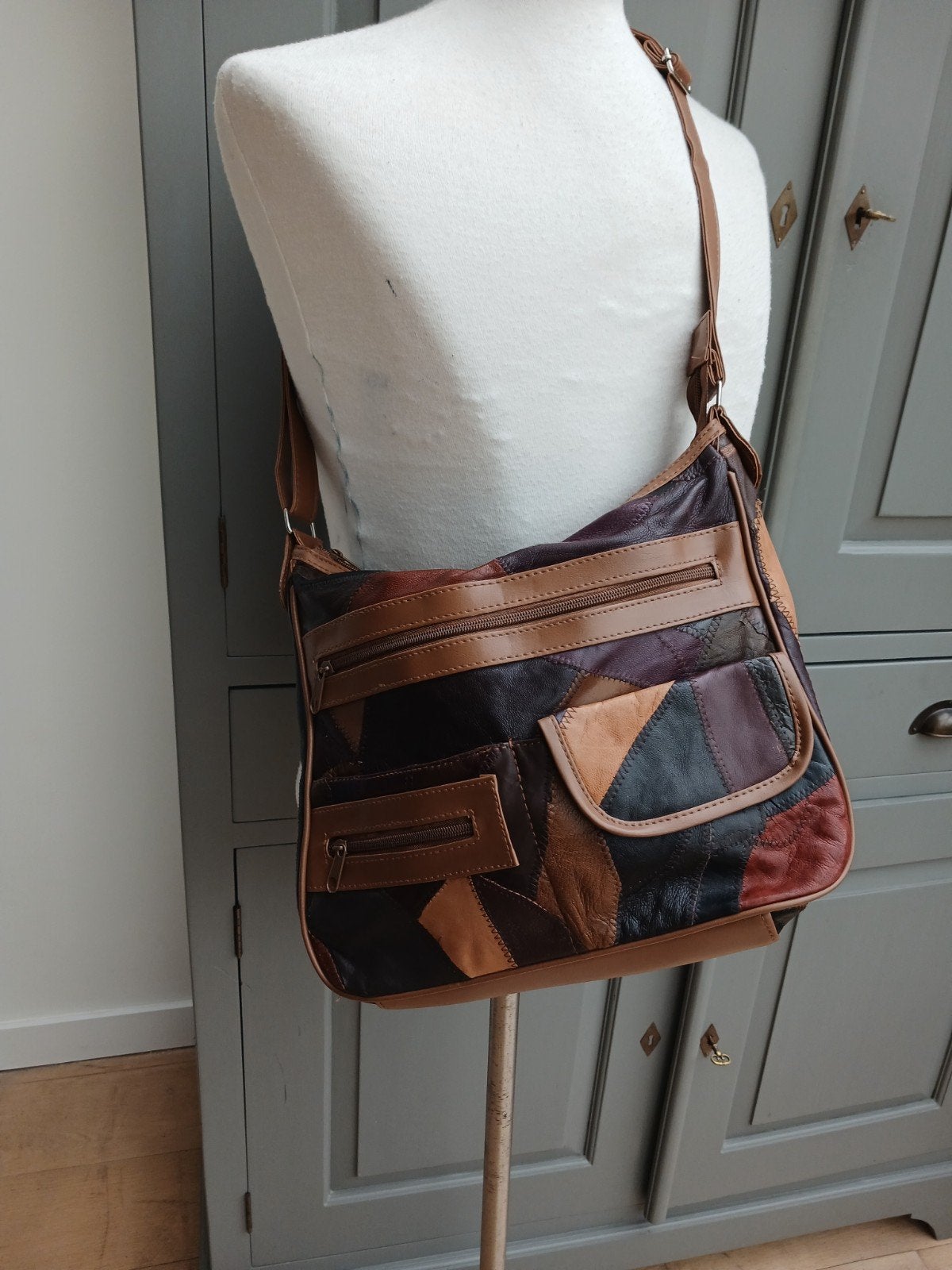 leren tas met portemonnee & pasjes houder, Ophalen of Verzenden, Zo goed als nieuw, Bruin, Schoudertasje