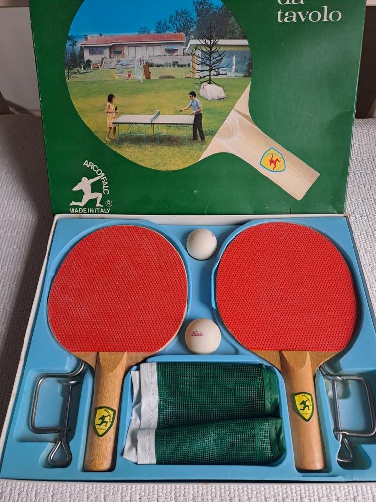 Vintage tafeltennis set-nieuw 1965., Sport en Fitness, Tafeltennis, Ophalen of Verzenden, Nieuw, Net, Batje(s) of Balletje(s)