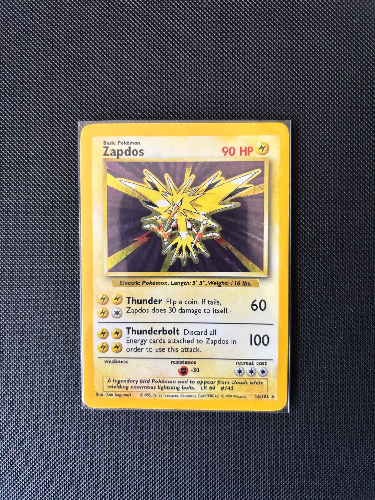 Zapdos Base Set Holo 16/102, Ophalen of Verzenden, Gebruikt, Losse kaart, Foil